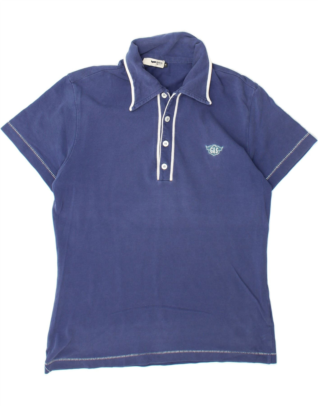 GAS Mens Polo Shirt Small Navy Blue Cotton Vintage Gas and Second-Hand Gas from Messina Hembry 