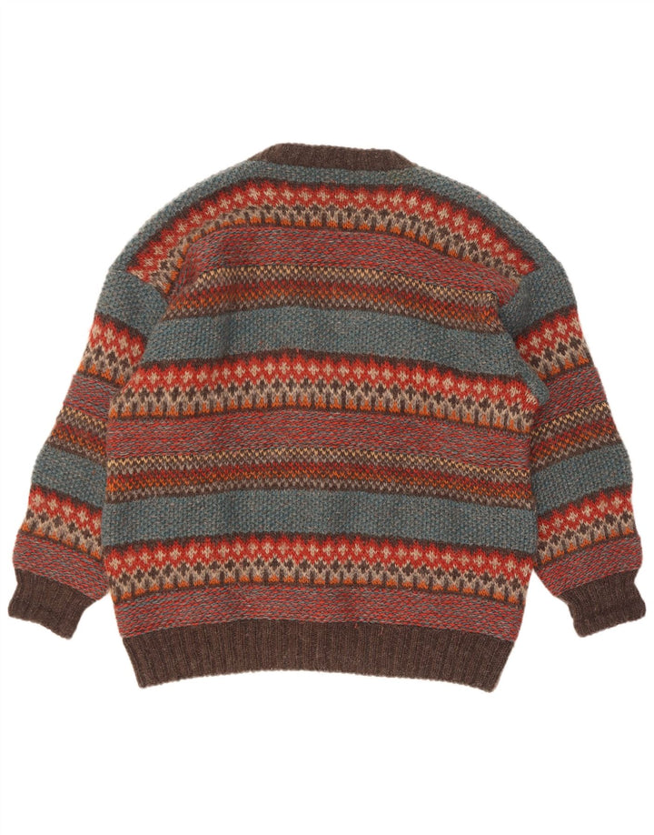 Pulover Cardigan Vintage pentru bărbați, mare, multicolor, Fair Isle