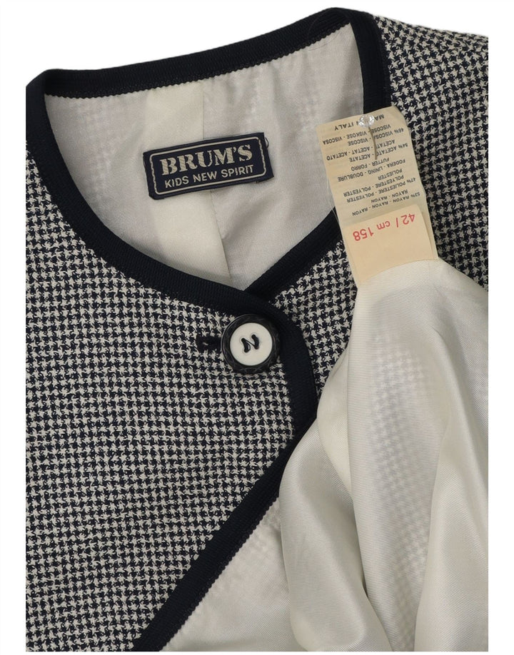 Jachetă Blazer pentru Fete Brums 5 Nasturi 13-14 Ani, Negru Check Rayon