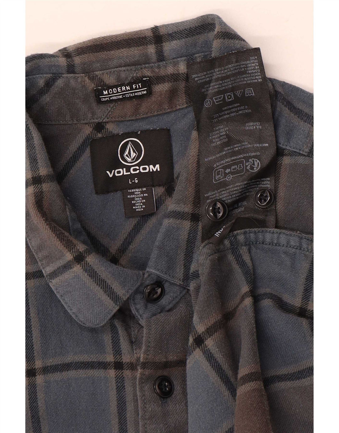Cămașă din flanel pentru bărbați Volcom Modern Fit, din bumbac carouri albastru