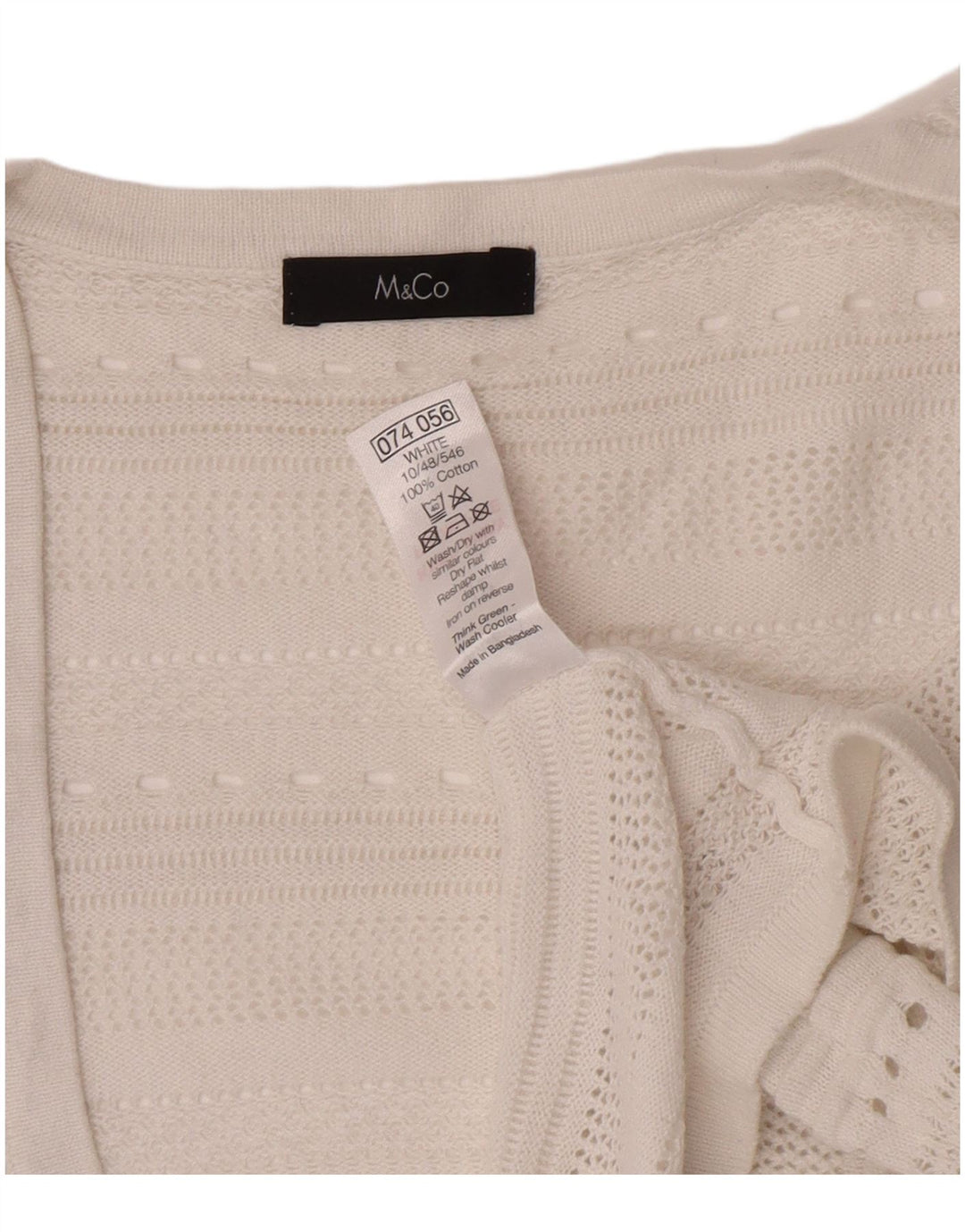M&Co Pulover cardigan deschis cu mânecă scurtă pentru femei UK 12 Medium White