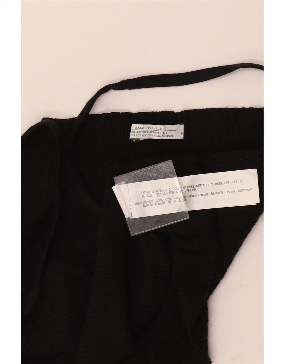 Top crop pentru femei Zara UK 12, bumbac mediu negru