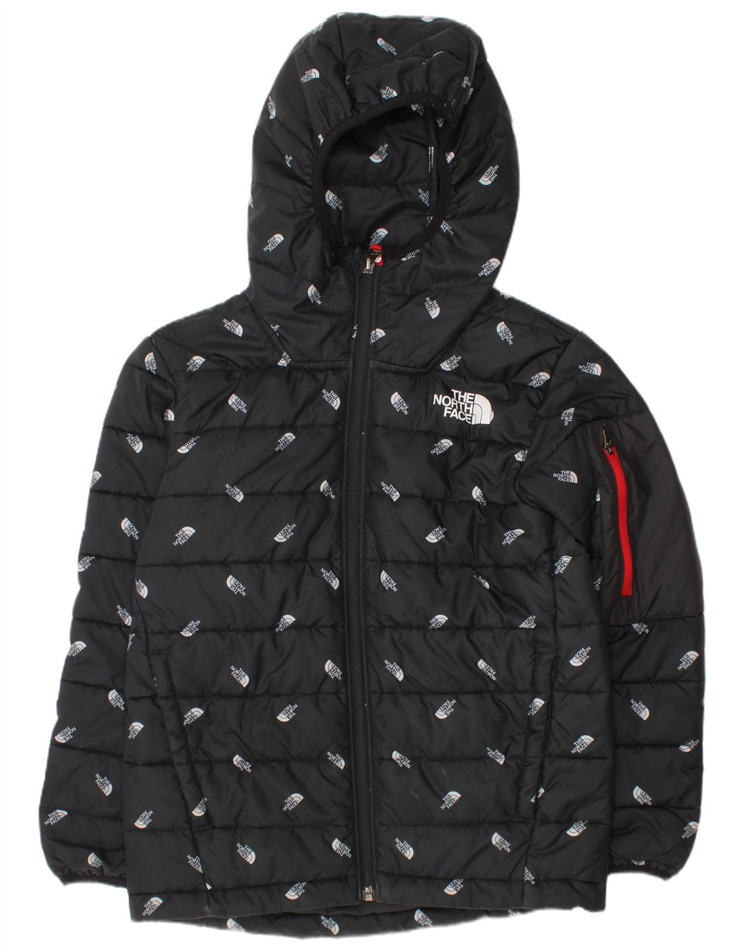 Jachetă căptușită cu glugă The North Face pentru băieți, 9-10 ani, mediu negru