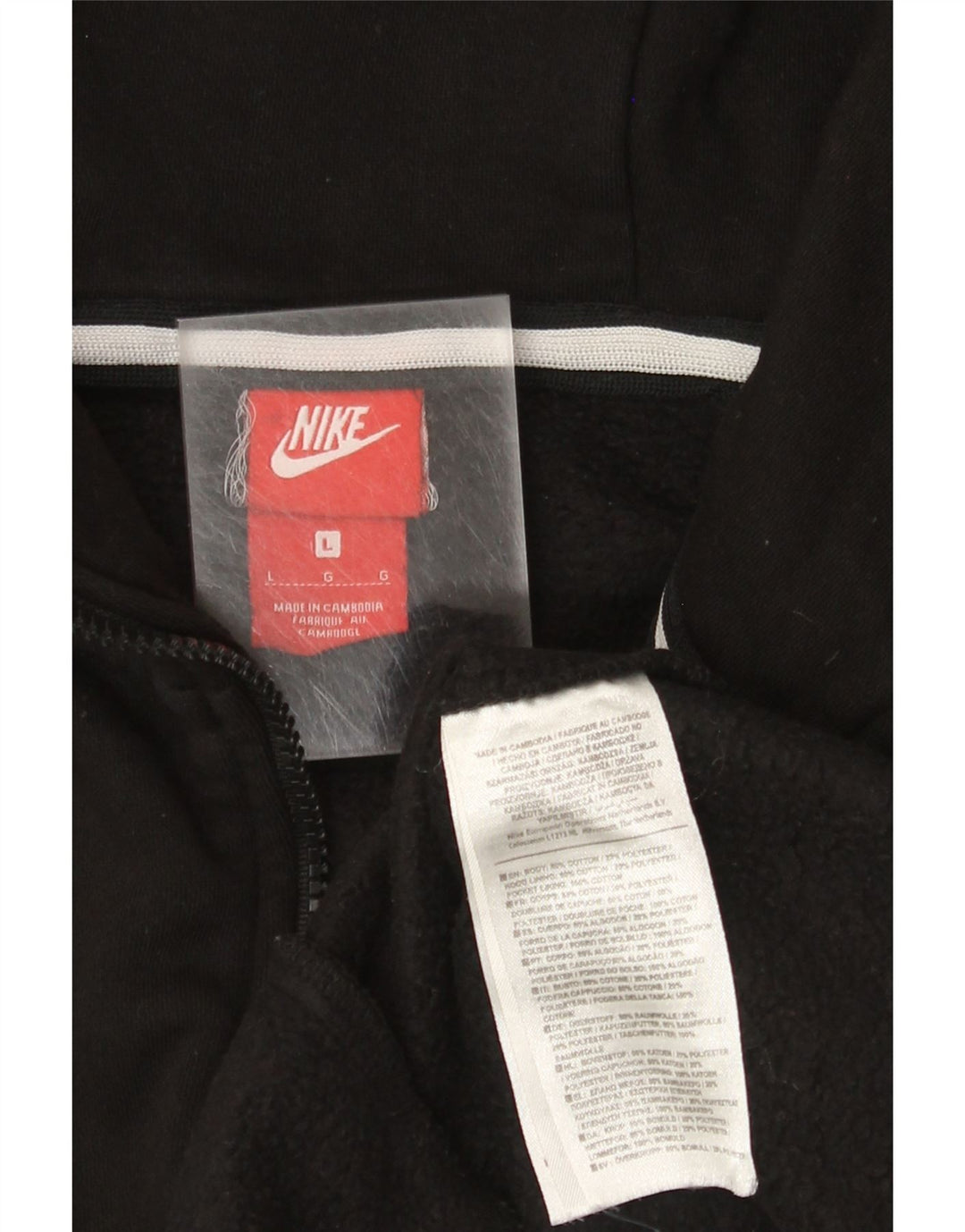 Pulover Nike Graphic Zip pentru bărbați, bumbac mare, negru
