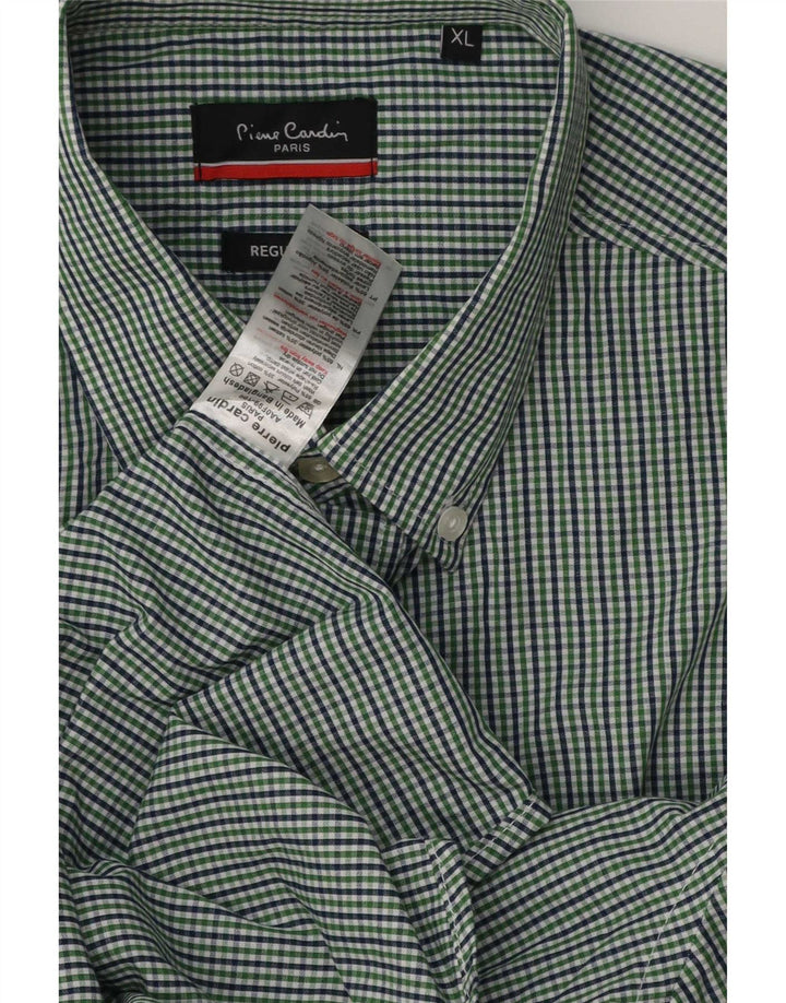 Cămașă pentru bărbați Pierre Cardin Regular Fit XL Verde Poliester Gingham