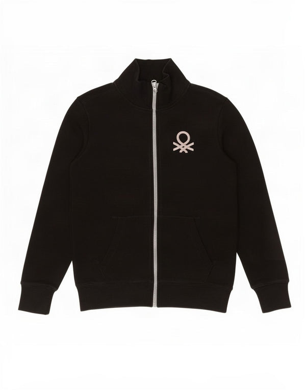 Benetton Boys Graphic Trening Top Jacket 11-12 ani 2XL bumbac negru