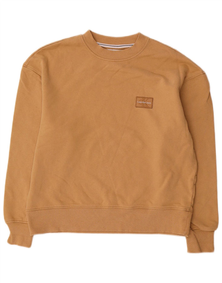 Calvin Klein Jeans Pulover supradimensionat pentru femei UK 10 Mic Bej
