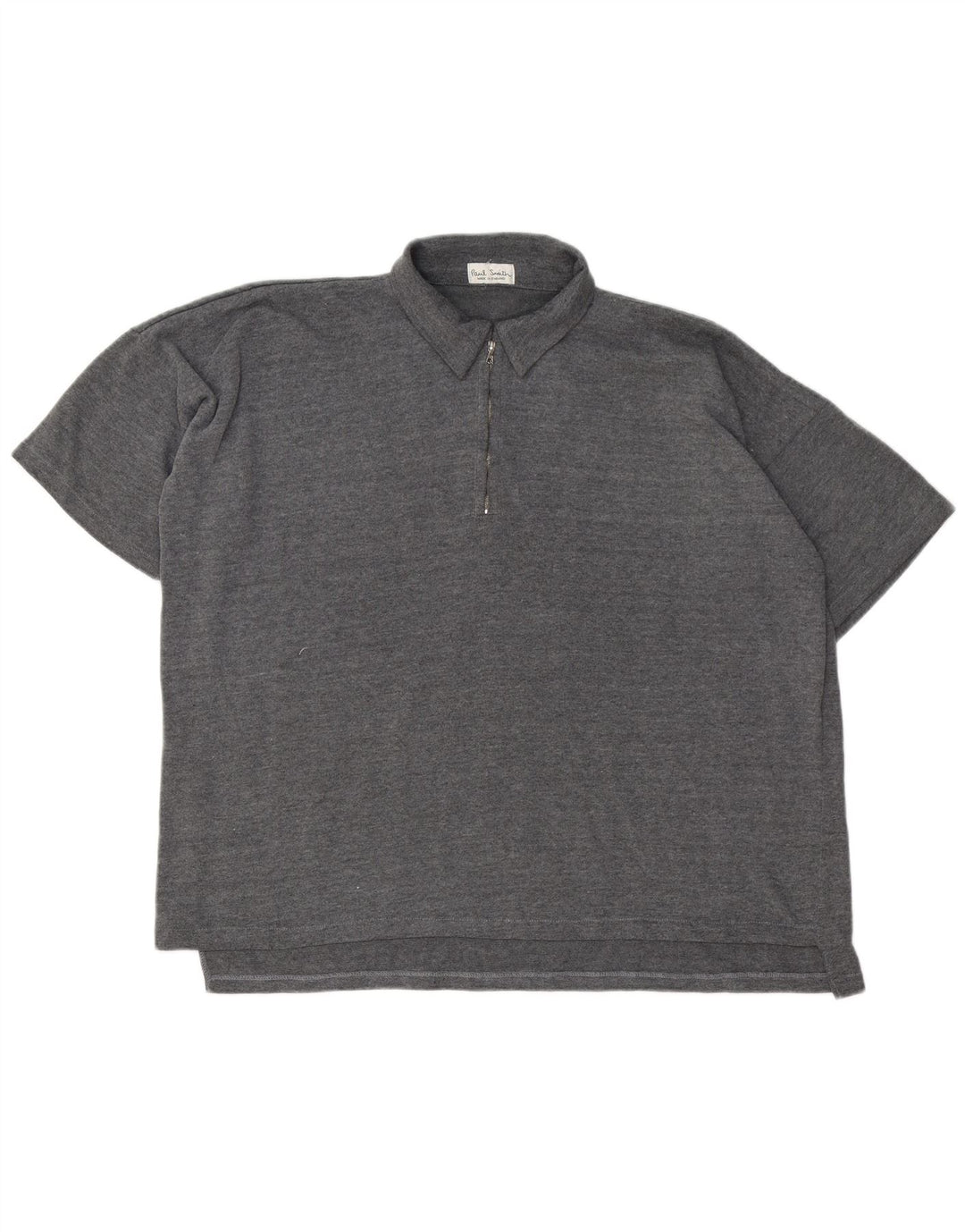 Cămașă polo pentru bărbați Paul Smith, cu fermoar, poliester gri 2XL