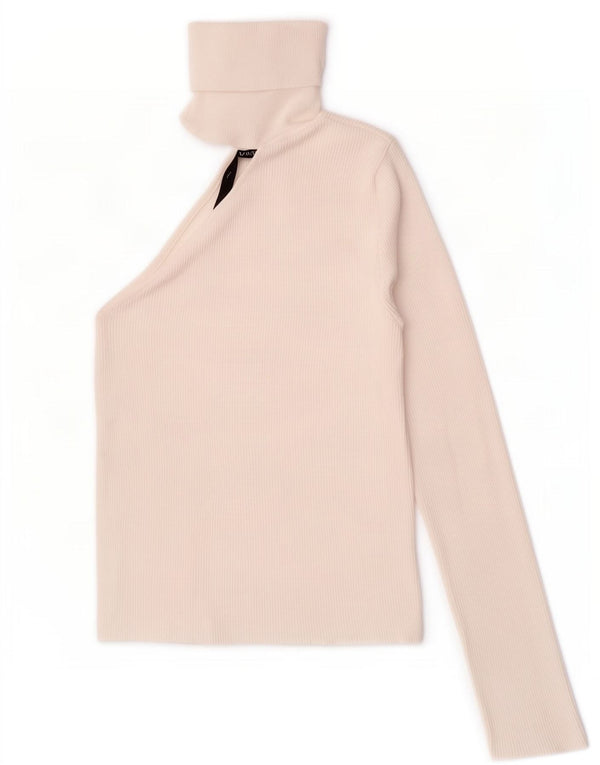 Top cu un umăr cu mânecă lungă pentru femei Zara UK 12 Medium White Viscose