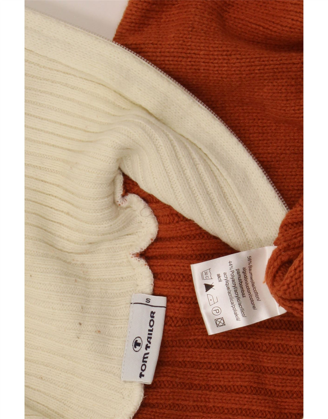 Pulover pentru bărbați Tom Tailor, cu fermoar, cu gât, din bumbac colorat, maro, mic