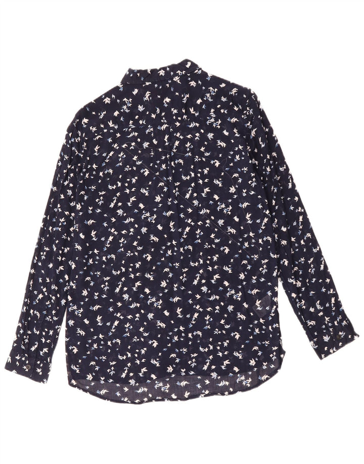 Cămașă pentru femei cu model abstract Eddie Bauer UK 16 mare, bumbac bleumarin