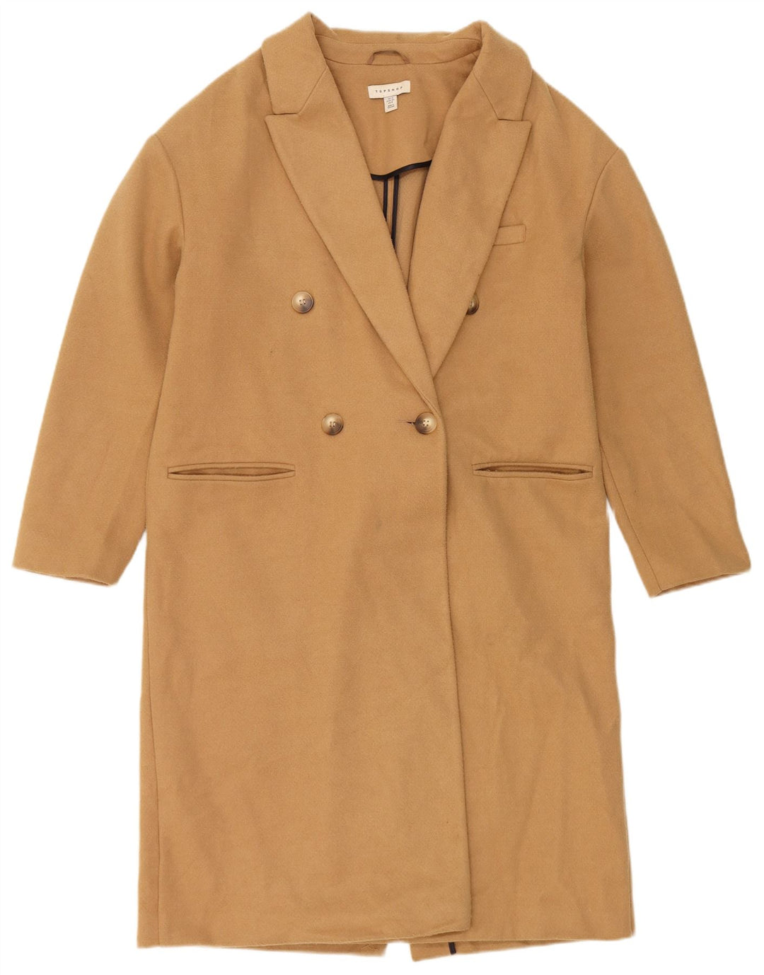 Topshop Palton dublu pentru femei UK 12 Medium Bej Poliester
