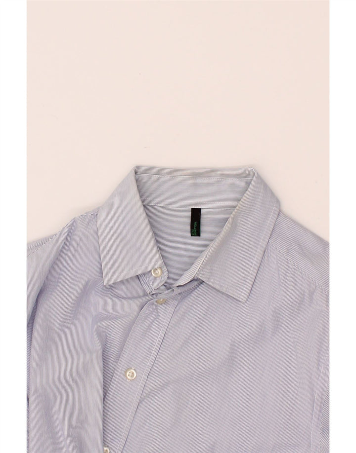 BENETTON Mens Shirt Medium Blue Pinstripe Vintage Benetton and Second-Hand Benetton from Messina Hembry 