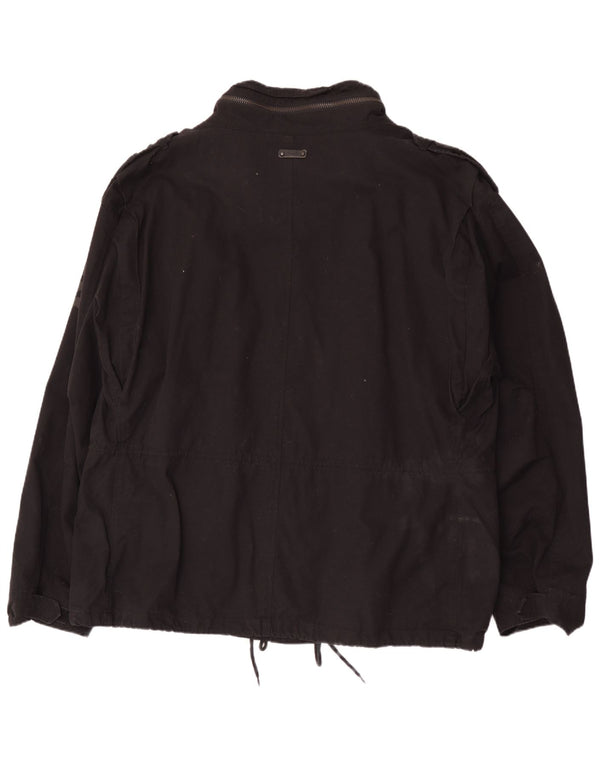 Jachetă militară cu glugă Brandit pentru bărbați UK 48 4XL, bumbac color bloc negru