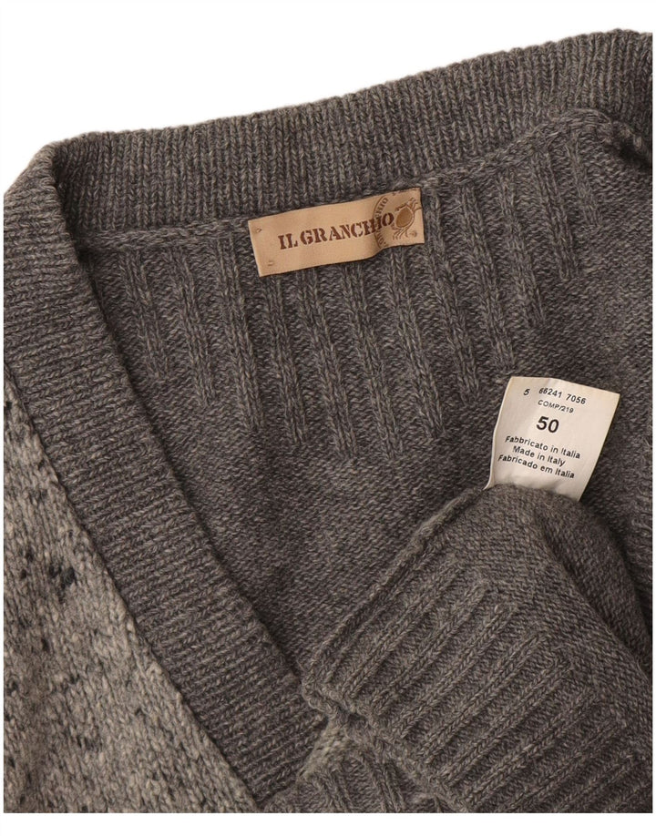 Pulover cardigan pentru bărbați Il Granchio IT 50 Lână cu pete gri mediu