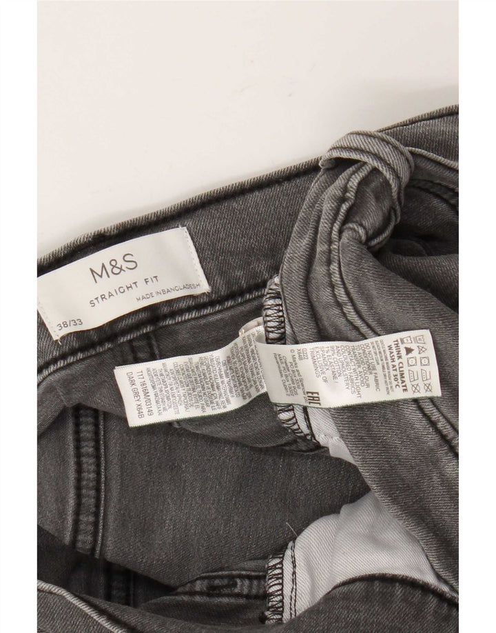 Blugi drepti pentru bărbați Marks & Spencer W38 L33 bumbac gri
