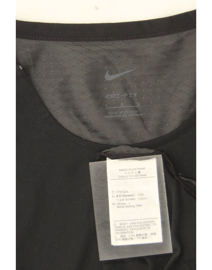 Tricou Nike Dri Fit pentru bărbați Top mare, negru, din poliester de camuflaj