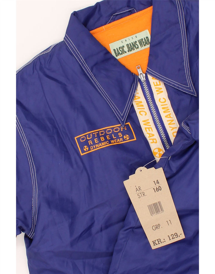 BASIC Boys Graphic Rain Jacket 13-14 Years Blue Nylon Vintage Basic and Second-Hand Basic from Messina Hembry 