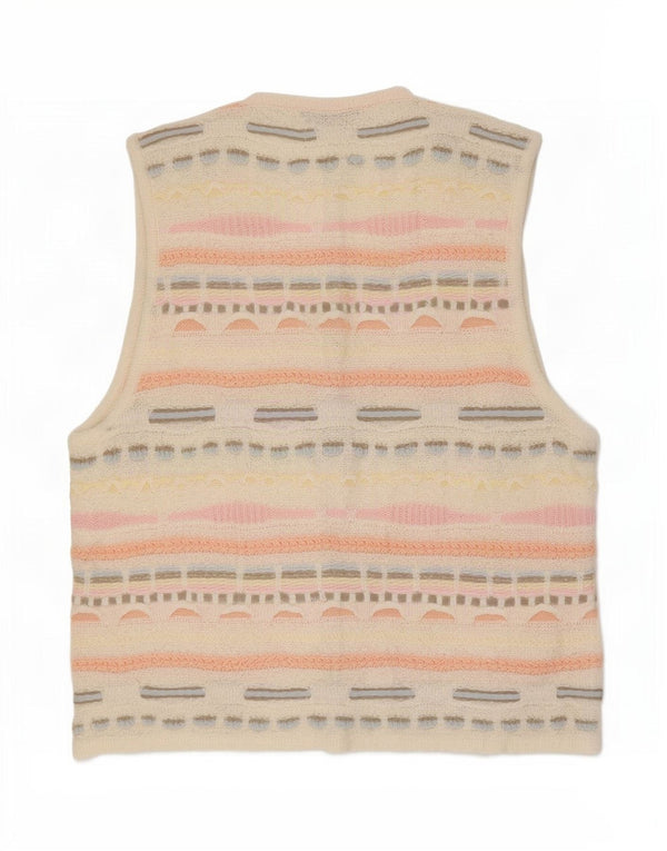 Vestă vintage pentru femei din tricot UK 14 Medium White Geometric Acrilic