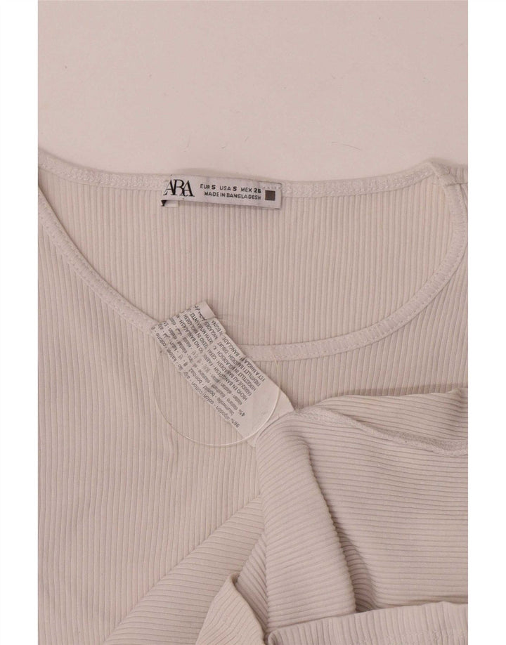 Bluză Zara pentru femei Crop Batwing Top UK 8 Small White Bumbac