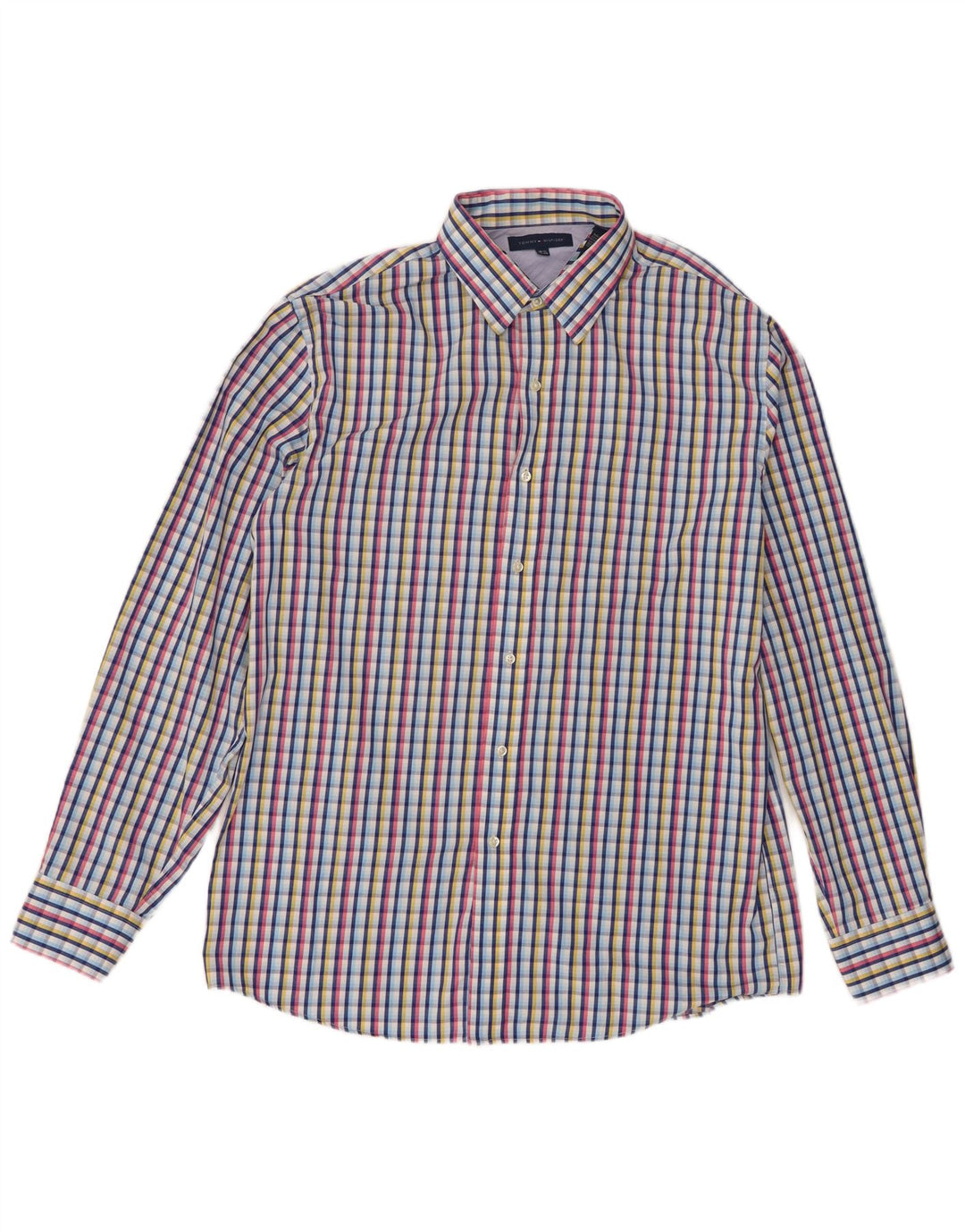 Cămașă pentru bărbați Tommy Hilfiger Mărimea 16 16 1/2 mare, bumbac cu carouri multicolore