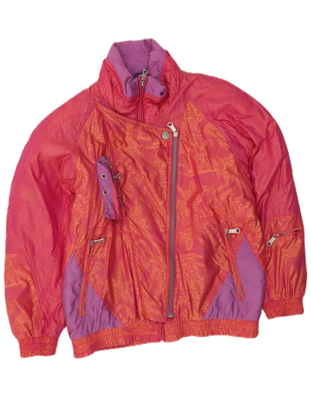 Jachetă căptușită vintage pentru femei IT 42 Roz mediu din nailon color bloc