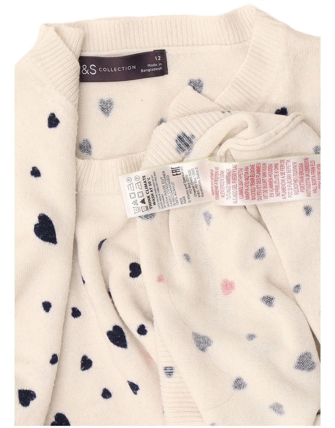 Pulover pentru femei Marks & Spencer, cu gât de barcă, UK 12 Medium White Heart