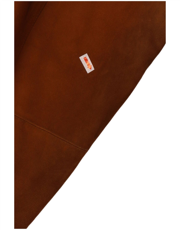 VINTAGE Bomber de piele intoarsa pentru barbati UK 42 XL din piele maro