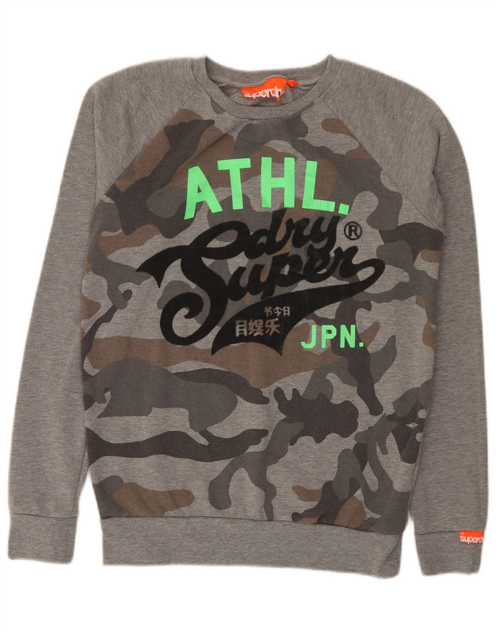 Pulover pentru bărbați Superdry Graphic Regular Fit, Camuflaj, Gri mic