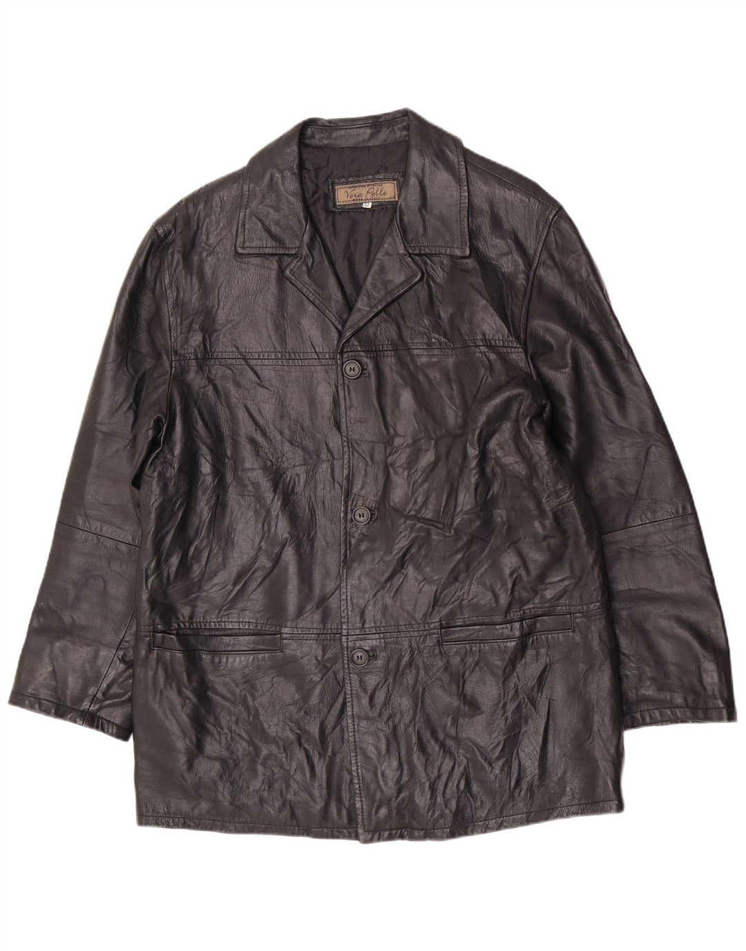 Jachetă de piele vintage pentru bărbați UK 38 Medium Black Classic