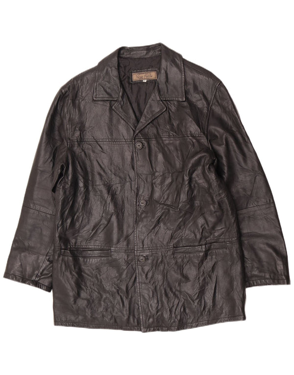 Jachetă de piele vintage pentru bărbați UK 38 Medium Black Classic