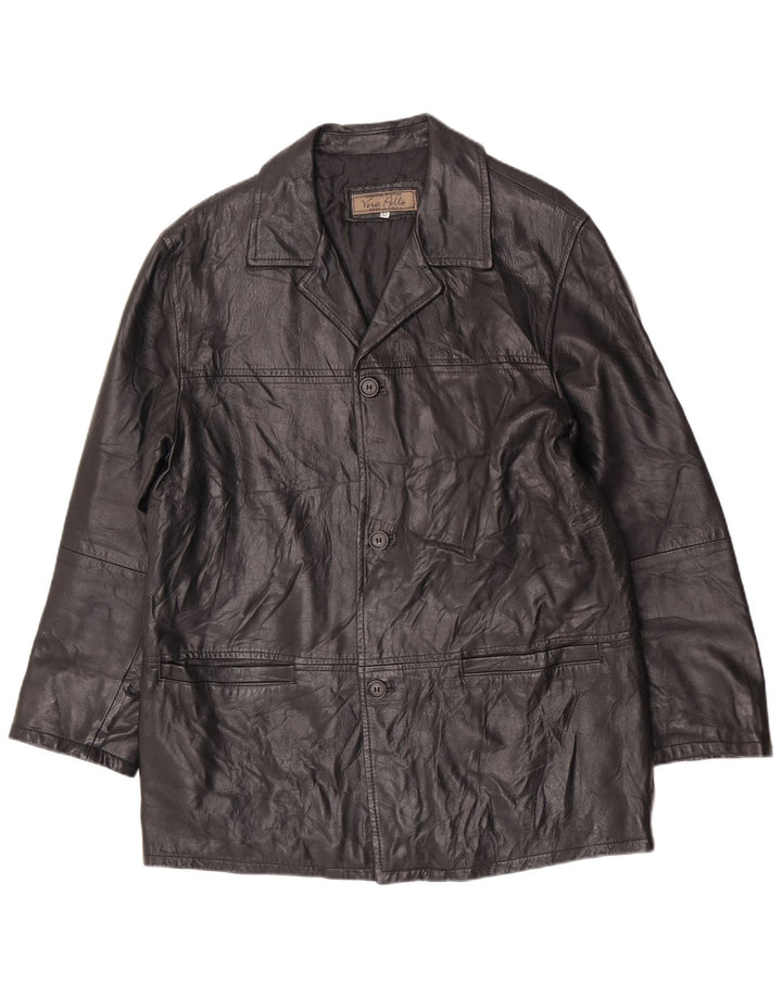 Jachetă de piele vintage pentru bărbați UK 38 Medium Black Classic