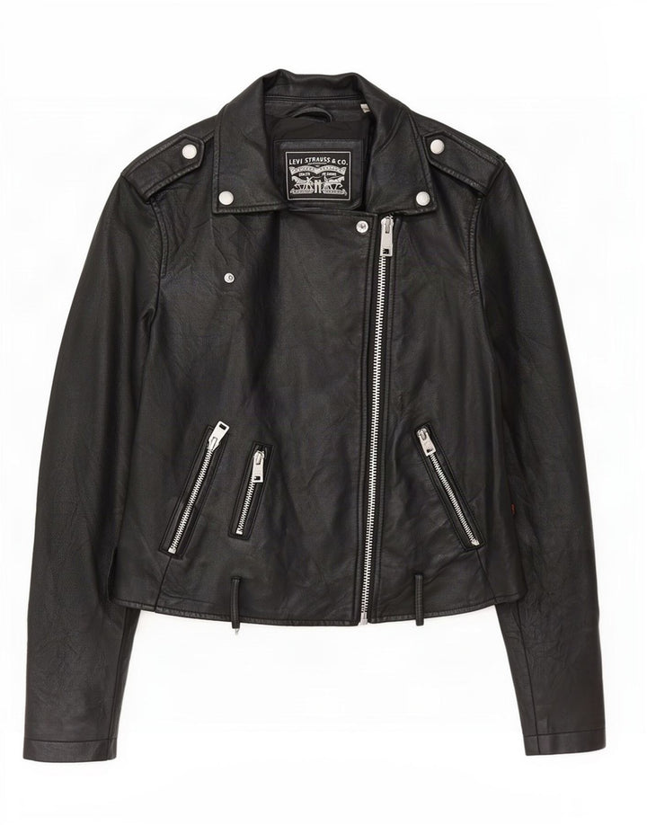 Jachetă motociclist din piele artificială pentru femei Levi's, UK 10, poliuretan mic, negru