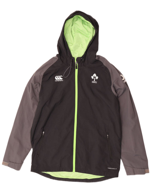 Jachetă de ploaie cu glugă pentru bărbați Canterbury IRFU UK 38 Medium Black Colorblock