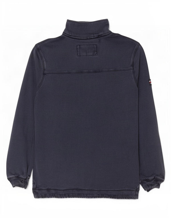 Pulover pentru bărbați Superdry, cu fermoar, cu gât, bumbac, albastru bleumarin