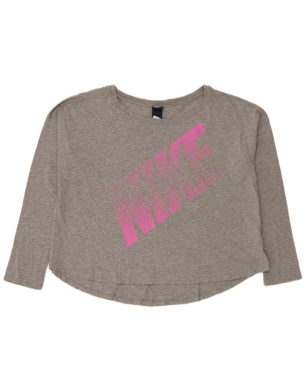 Top cu grafic supradimensionat pentru femei Nike cu mânecă lungă UK 18 XL, gri pete