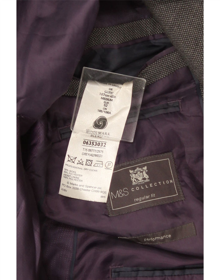 Jachetă pentru bărbați Marks & Spencer, cu 2 nasturi, cu ajustare normală, UK 42, mare, gri