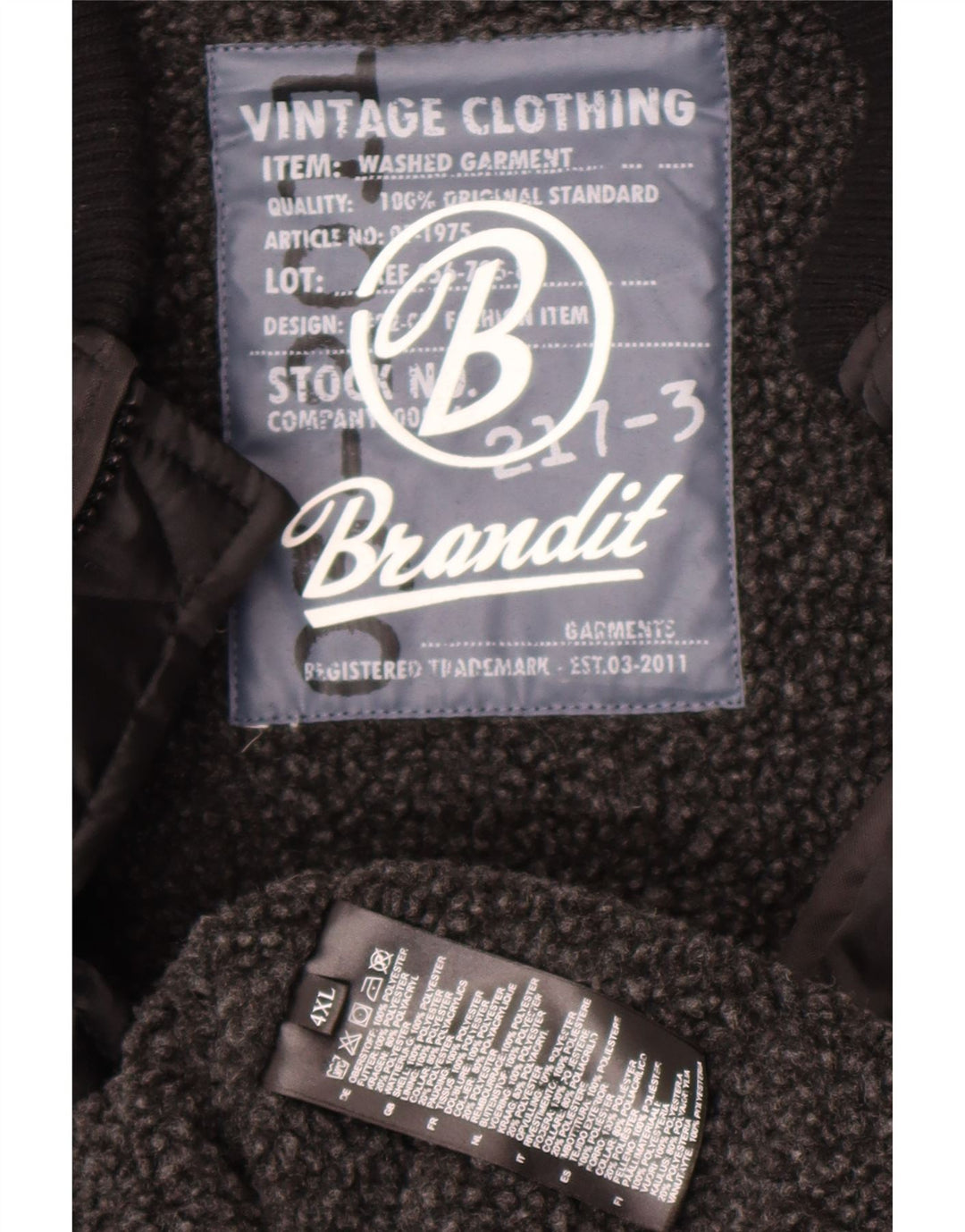 Jachetă căptușită Brandit pentru bărbați UK 48 4XL Poliester negru