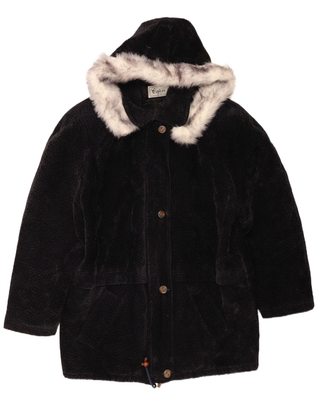 Pardesiu supradimensionat cu glugă vintage pentru femei UK 18 XL poliester bleumarin