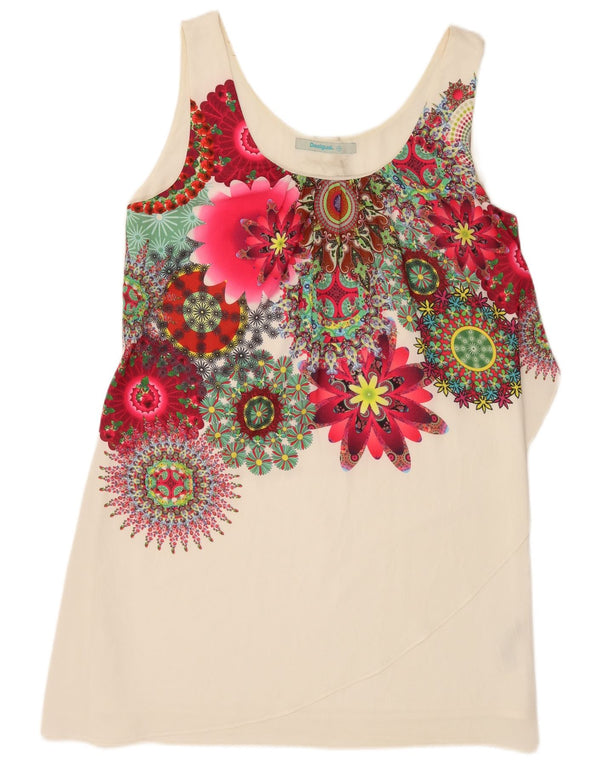 Top cu tunică fără mâneci pentru femei Desigual EU 44 XL Poliester floral alb