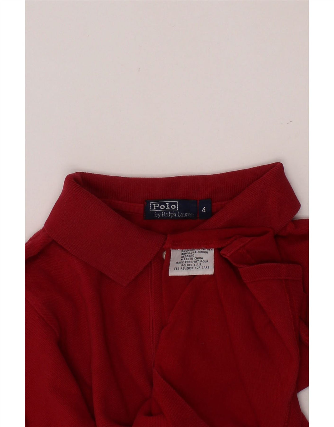 POLO RALPH LAUREN Tricou polo cu maneca lunga pentru baieti 3-4 ani bumbac rosu