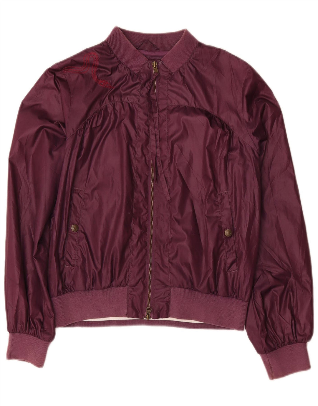 Jachetă bomber grafică pentru femei Lee UK 14 Medium Burgundy Poliester