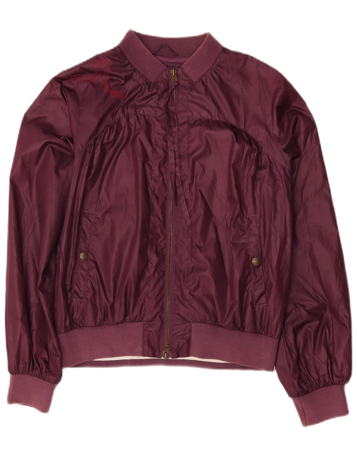 Jachetă bomber grafică pentru femei Lee UK 14 Medium Burgundy Poliester