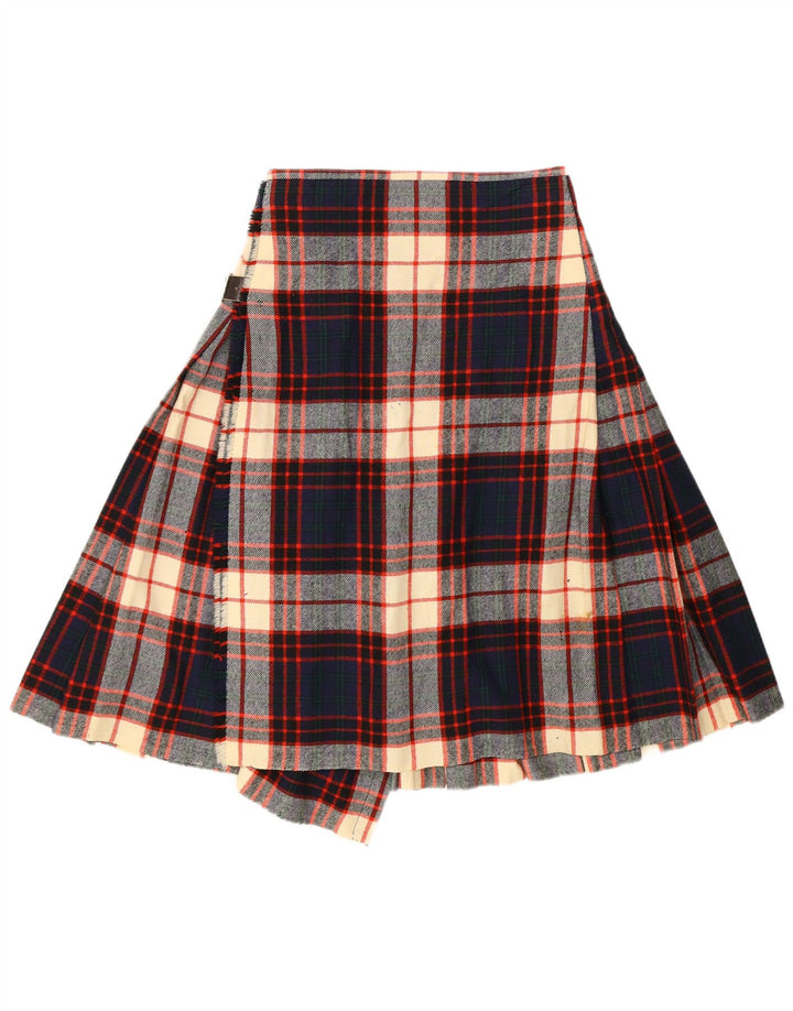 Fusta W26 Vintage pentru femei cu kilted în carouri mici, albastru