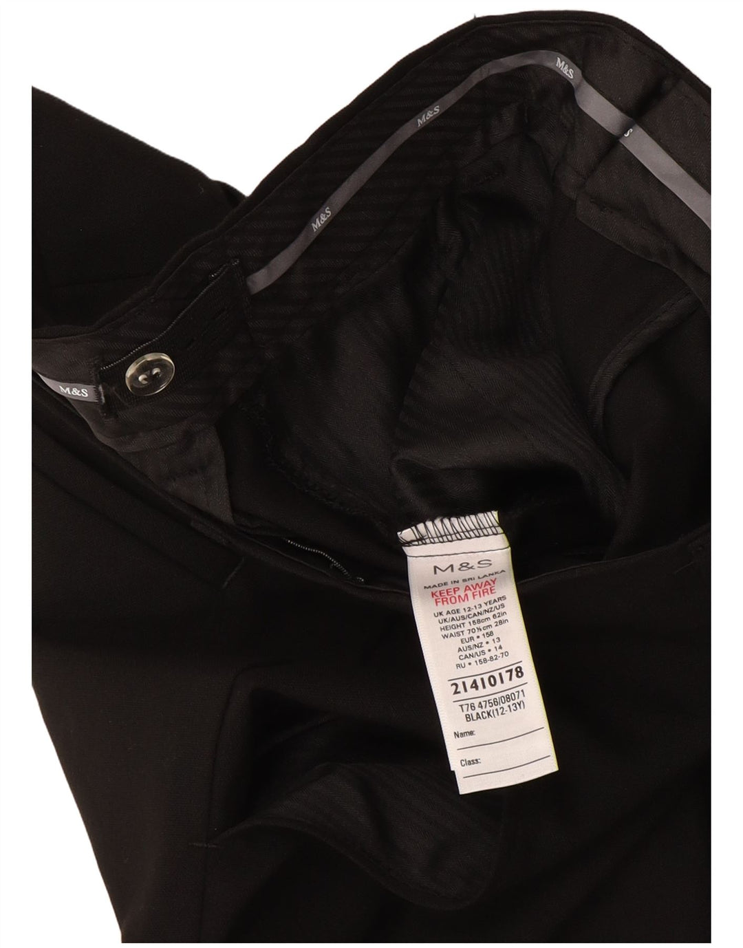 Marks & Spencer Pantaloni subțiri pentru băieți 12-13 ani L32 L27 Poliester negru
