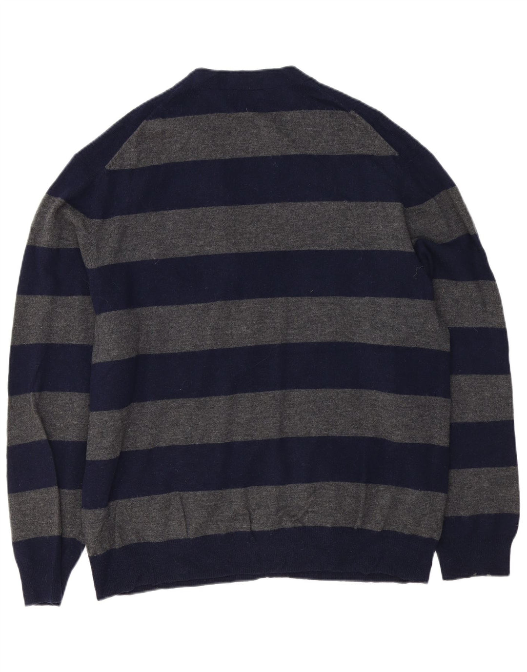 FRENCH CONNECTION Pulover cardigan pentru bărbați 2XL bleumarin din lână de miel cu dungi