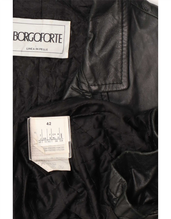 Palton din piele vintage pentru femei UK 10 mic negru