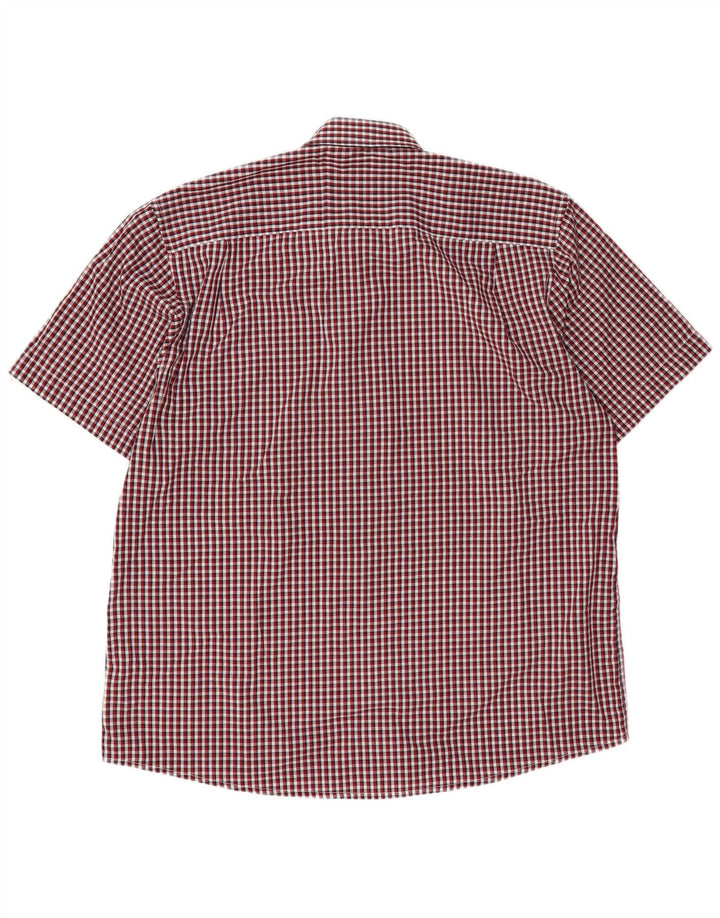 Cămașă cu mânecă scurtă pentru bărbați Pierre Cardin, cu formă normală, 3XL, poliester cu carouri roșii