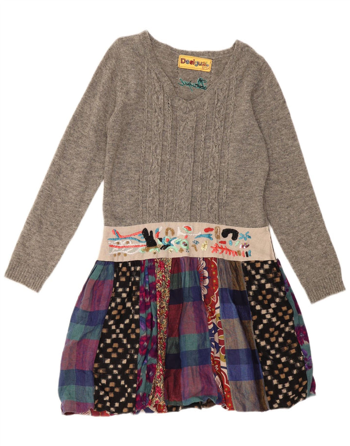 DESIGUAL Rochie Jumper cu mânecă lungă pentru femei EU 44 XL Gri Patchwork In