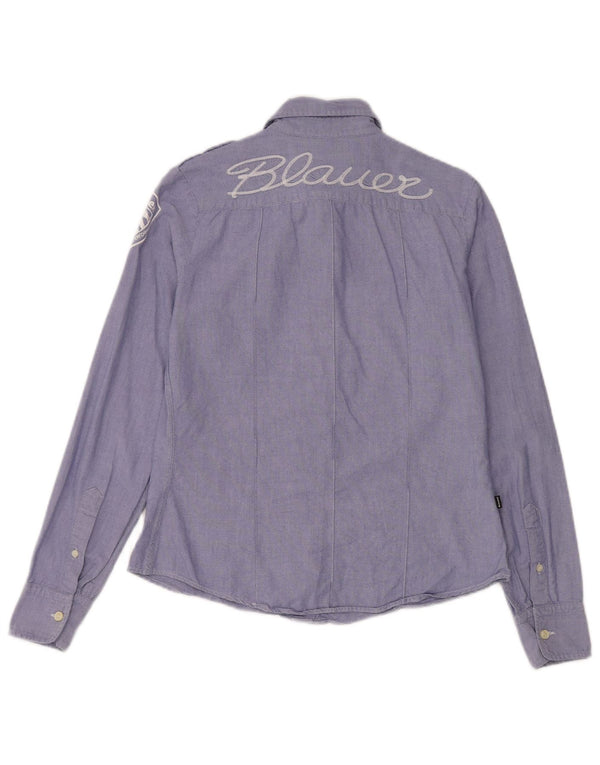 Cămașă militară cu grafică Blauer pentru femei UK 16 Large Blue